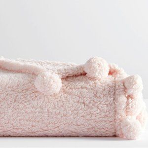 Pottery Barn Sherpa Pom Pom Throw - Pink